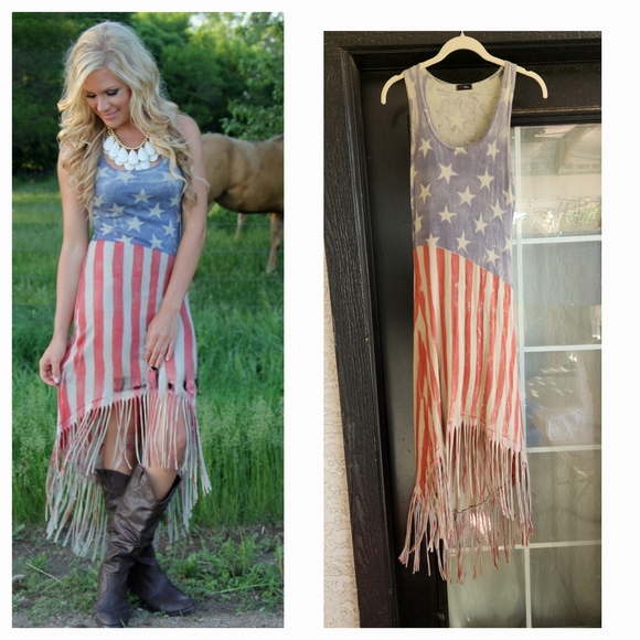 American Flag Fringe Dress - Picture 1 of 2